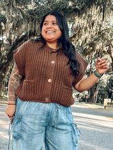 Oversize Button Down Vest | Brown