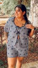 Floral Embroidered Set | Navy