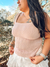 Lace Textured Square Top | Blush