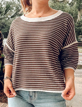 Waffle Binding Relaxed Top | Brown/Cream