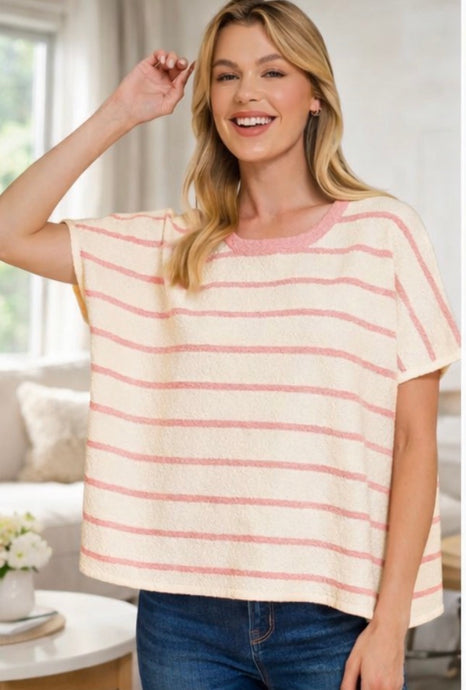 Dani Striped Oversize Sweater | Pink