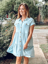 Collared Linen Dress | Light Blue