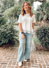 Asymmetrical Lace Trim Top | Ivory