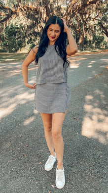 Gingham Top + Skort Set | Black