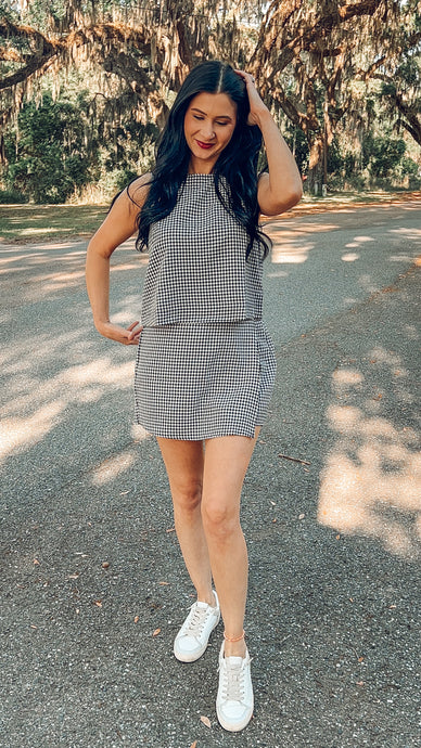 Gingham Top + Skort Set | Black