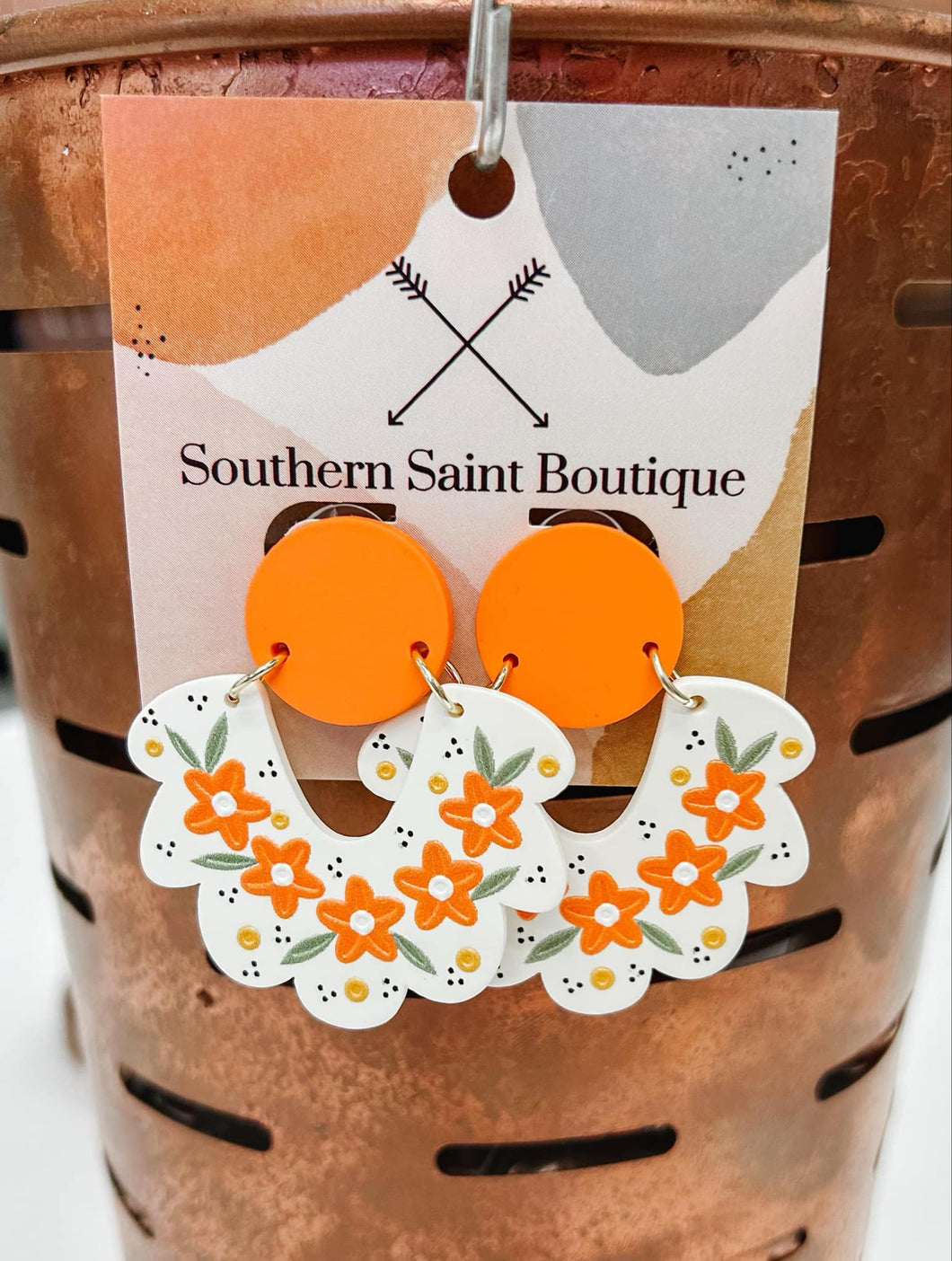 Sweet Orange Floral Earring