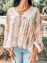 Floral Chiffon Peplum Top | Blush
