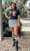 Checkered Denim Skort | Black