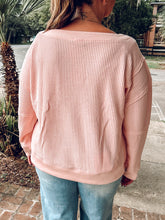 Boat Neck Waffle Knit Top | Blush