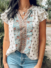 Boho Printed Button Top