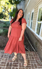 Flutter Smocked Midi Plus i Dress | Chili
