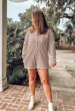 Grateful Striped Collared Romper | Burgundy
