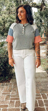 Patchwork Ribbed Top | Sage