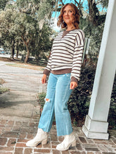 Striped Knit Pullover | Brown