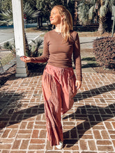 Patchwork Mixed Wide Leg | Dark Mauve