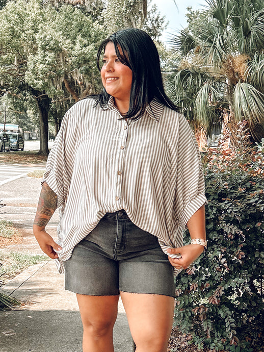 Dolman Striped Top | Mocha