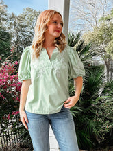 Holly Embroidered Top | Sage