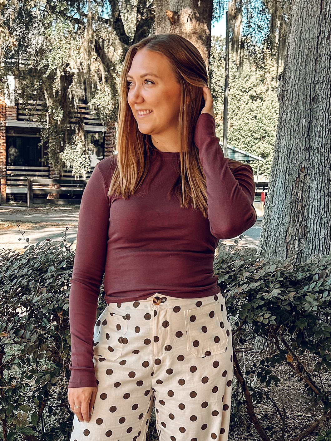 Crew Basic Long Sleeve Top | Cherry