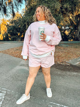 Girly Striped Mock Sweatshirt Set | Pink