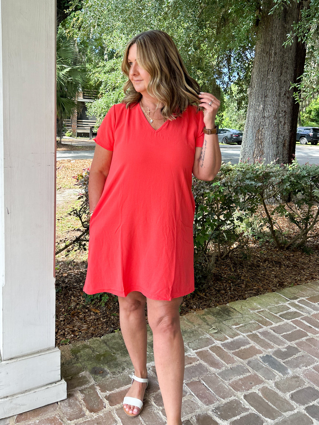 Airflow Shift Dress | Coral