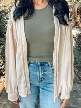 Waffle Stitched Open Cardigan | Cream