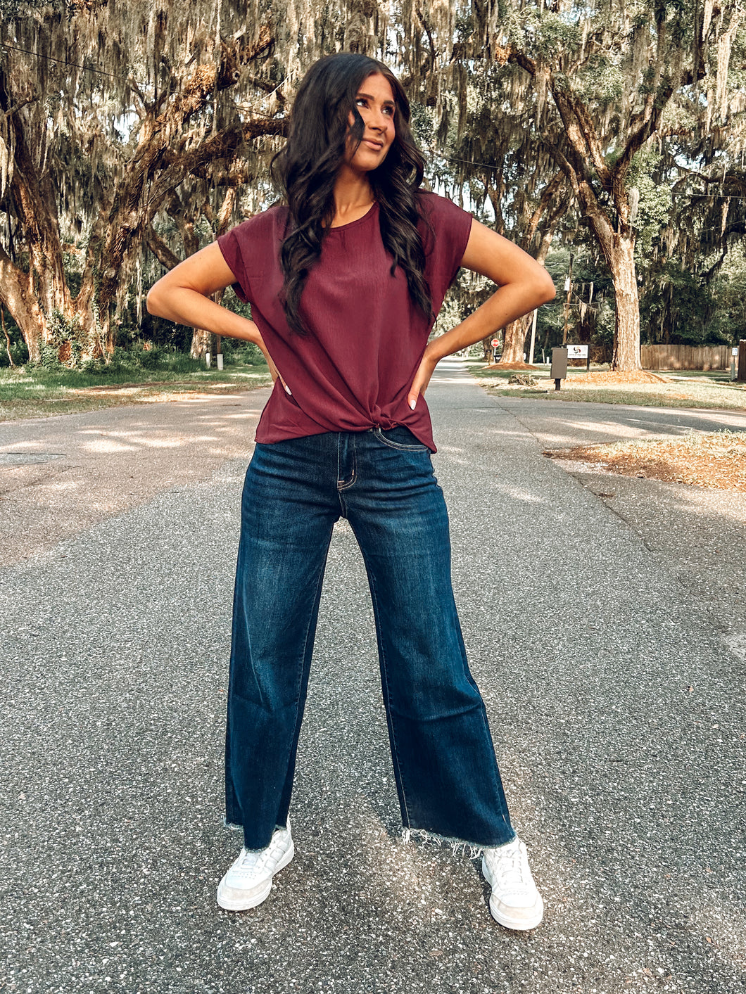 Olivia Wild Leg Denim | Dark