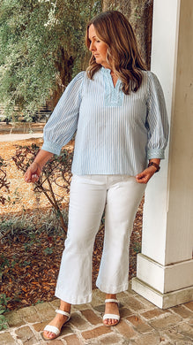 Striped Woven Top | Blue