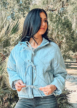 Washed Quilted Tie Jacket | Lt. Denim