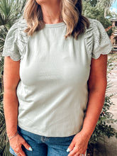 Eyelet Ruffle Top | Sage