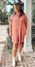 Mineral Wash Gauze Dress | Brick