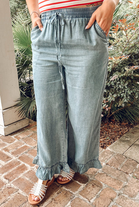 June Denim Ruffle Pant