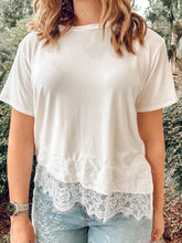 Asymmetrical Lace Trim Top | Ivory