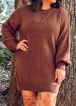 Henley Sweater Dress | Coffee Bean