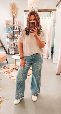 Textured Raw Edge Top | Ash Mocha