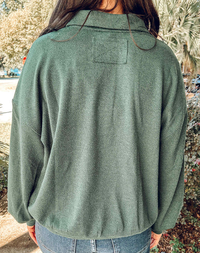 Collared Half Snap Sweater | Green