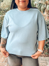 Structured Knit Boxy Top | Blue