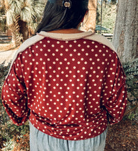 Polka Dot Contrast Ribbed Sweatshirt | Burgundy