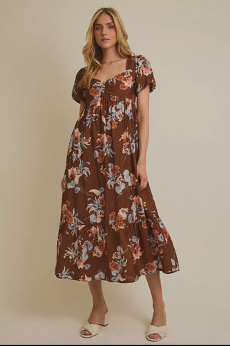 Fallon Floral Maxi Dress | Brown