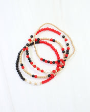 Josie Beaded Bracelet Set Red Black: Default