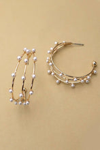 Triple Pearl Hoop Earring