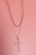 Rhinestone Cross Necklace | Gold