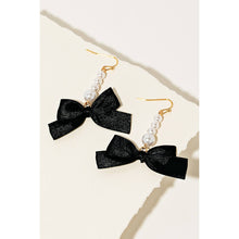 Pearl  and Ribbon Bow Earring | Black