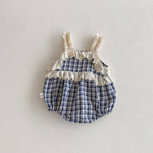 Lace Plaid Romper | Navy