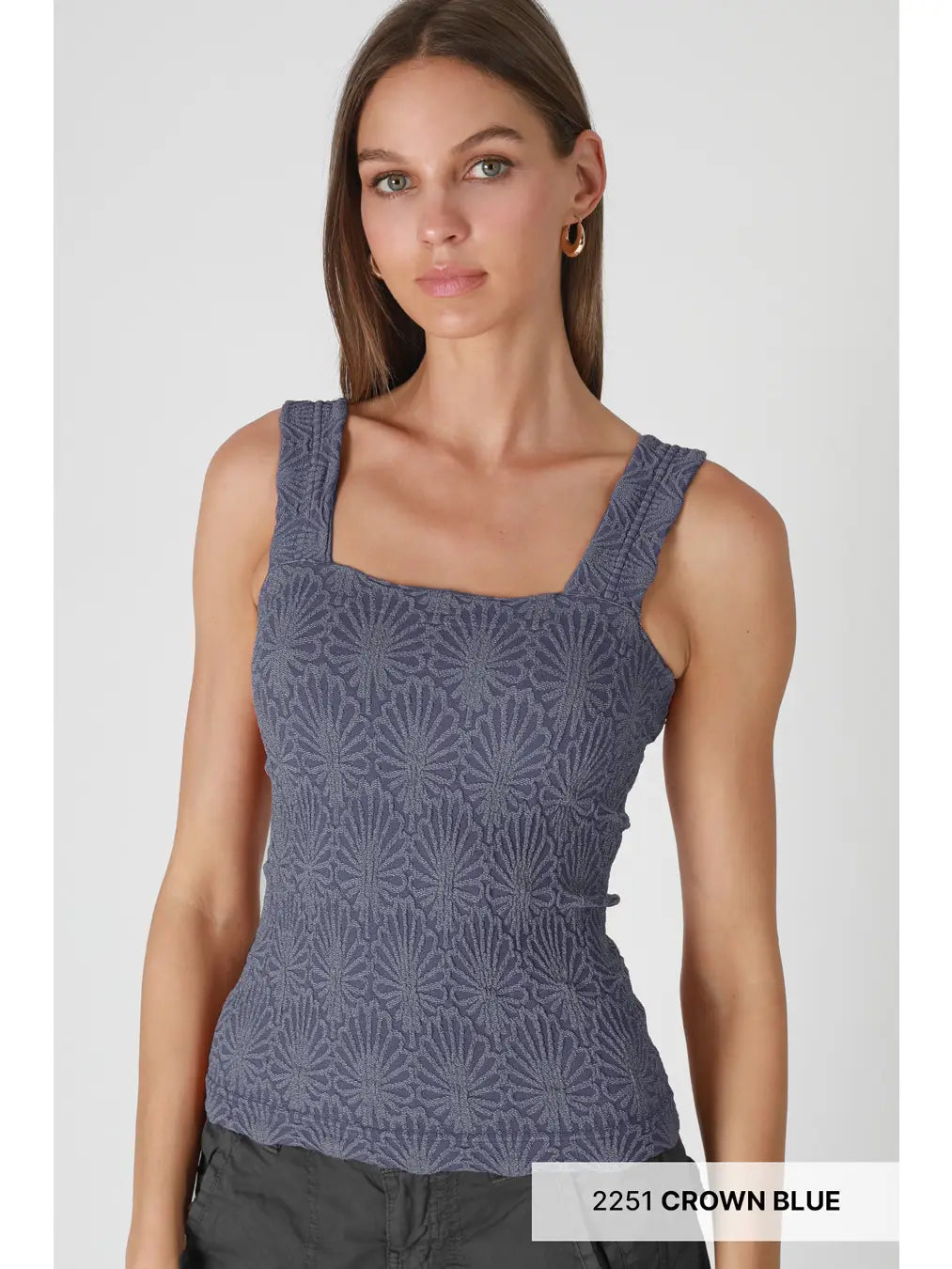 Lace Textured Square Top | Crown Blue