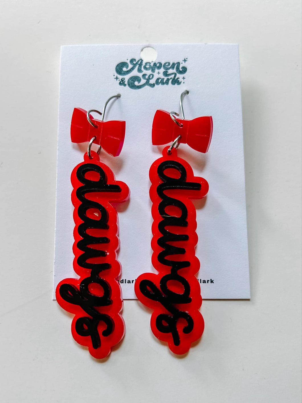 Dawg Bow Layered Earring | Red