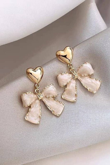 Bow Drop Earrings | Gold