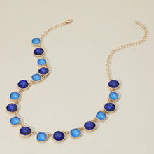 Round Square Stone Bezel Cluster Link Necklace | Pink