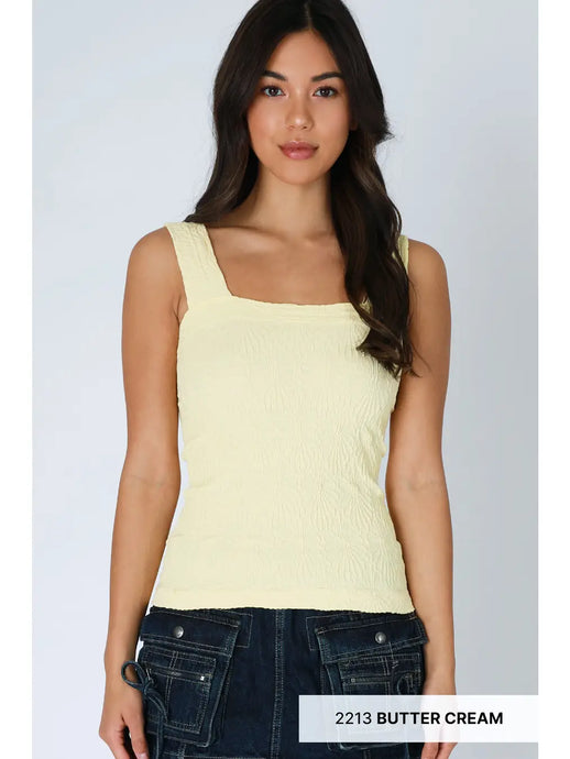 Lace Textured Square Top | Butter Cream