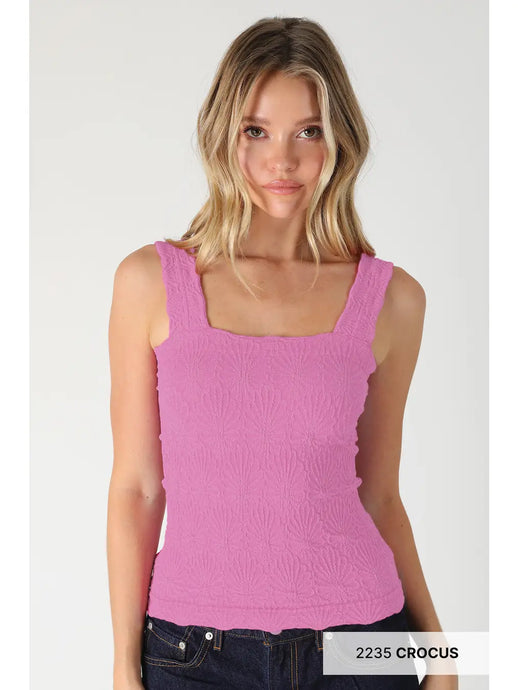 Lace Textured Square Top | Pink