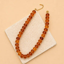Chunky Amber-Tone Barrel Bead Necklace